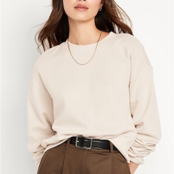 Old Navy Sweaters - NWT Small Cream Bone Old Navy SoComfy Drop-Shoulder Crewneck Sweatshirt Comfy